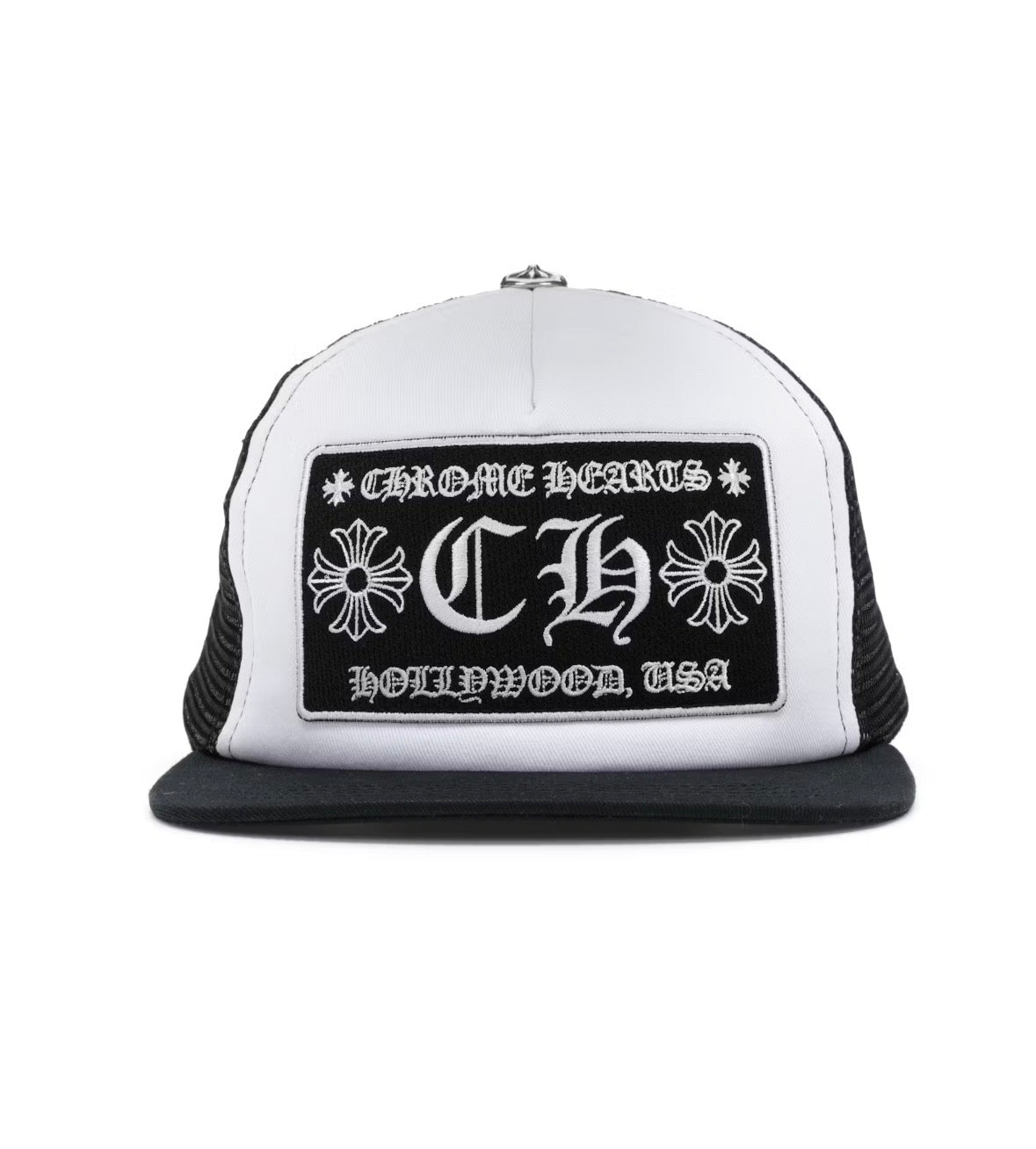 CHROME HEARTS CH HOLLYWOOD TRUCKER HAT BLACK/WHITE