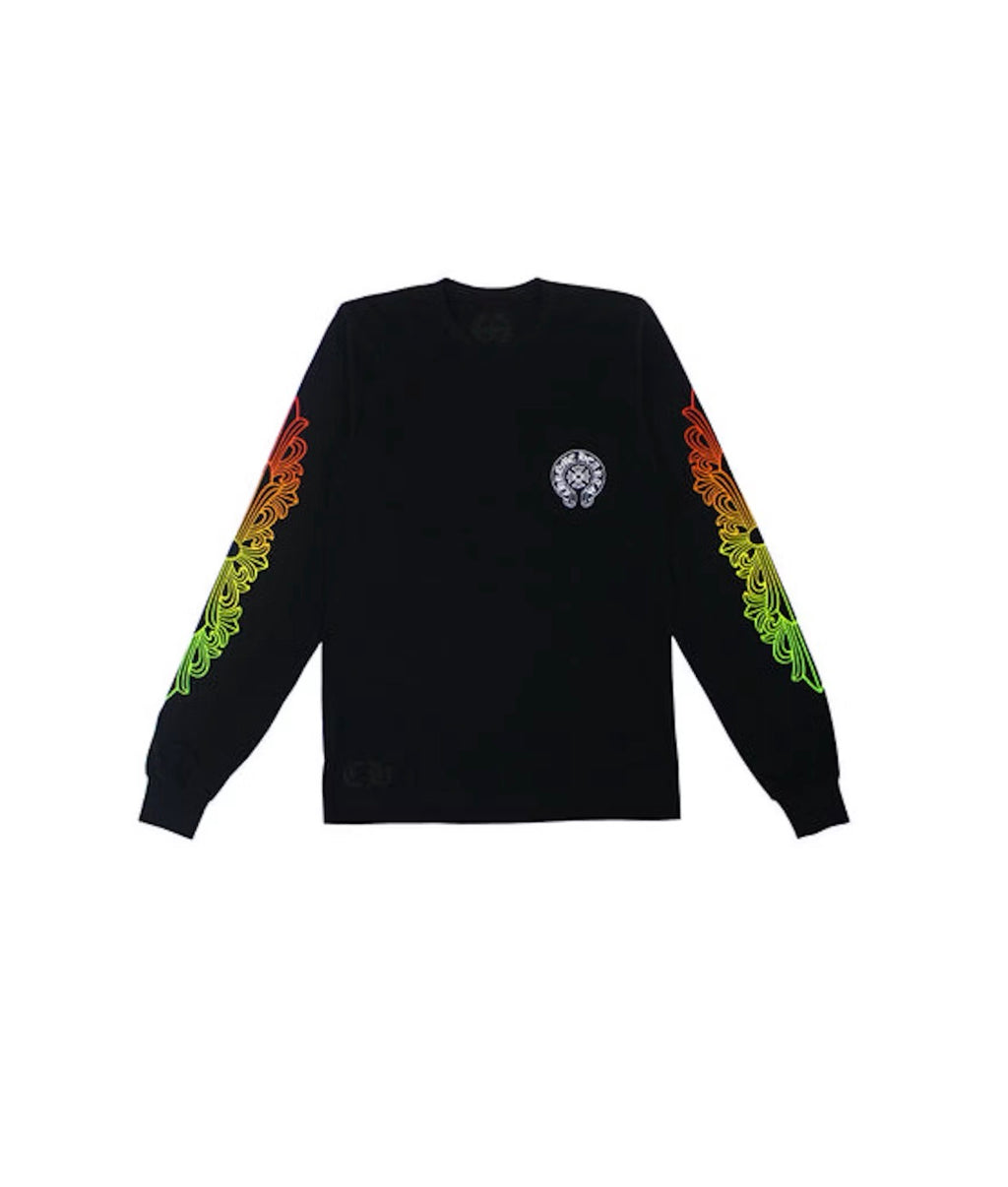CHROME HEARTS FLORAL LONG SLEEVE GRADIENT BLACK