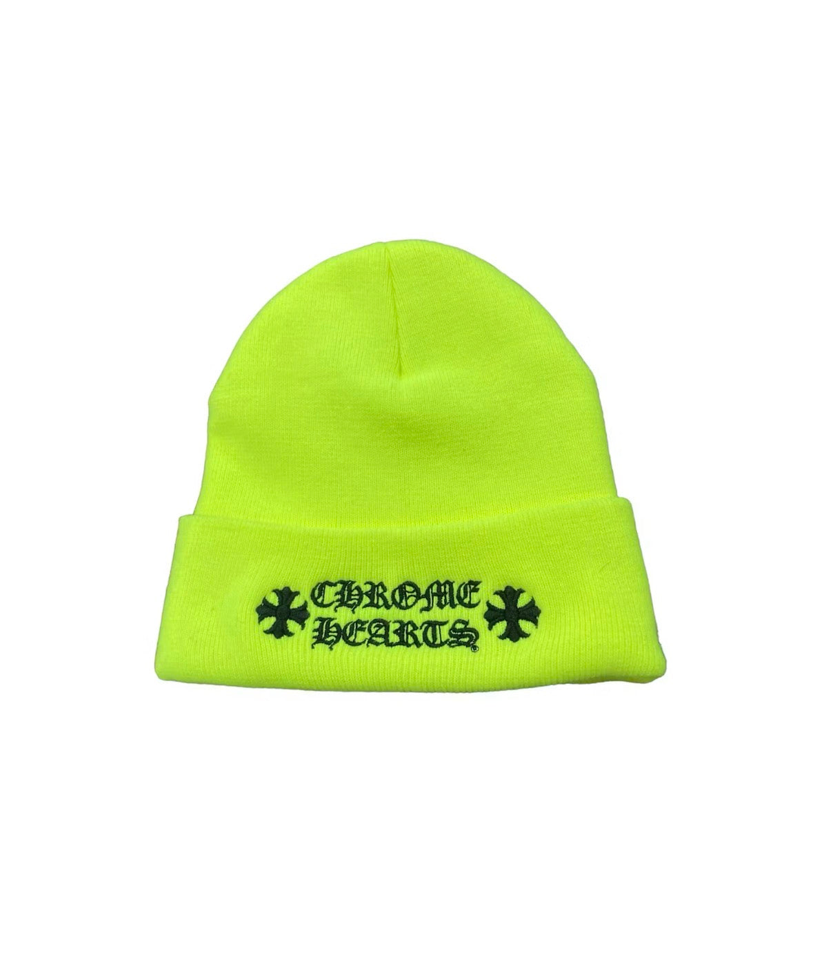 CHROME HEARTS LOGO BEANIE NEON YELLOW