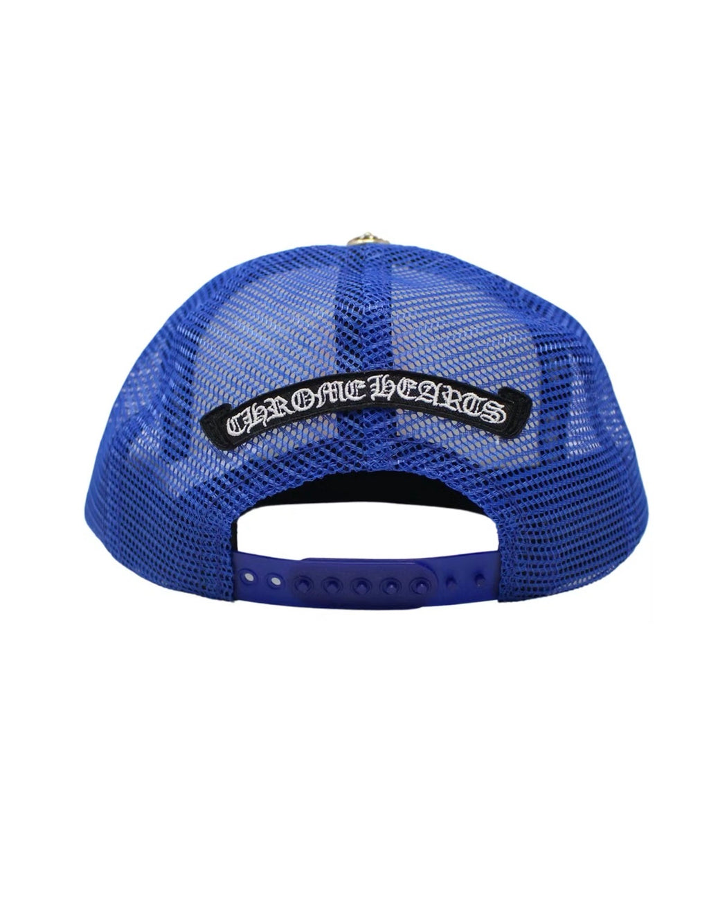 CHROME HEARTS EYECHART TRUCKER HAT BLUE