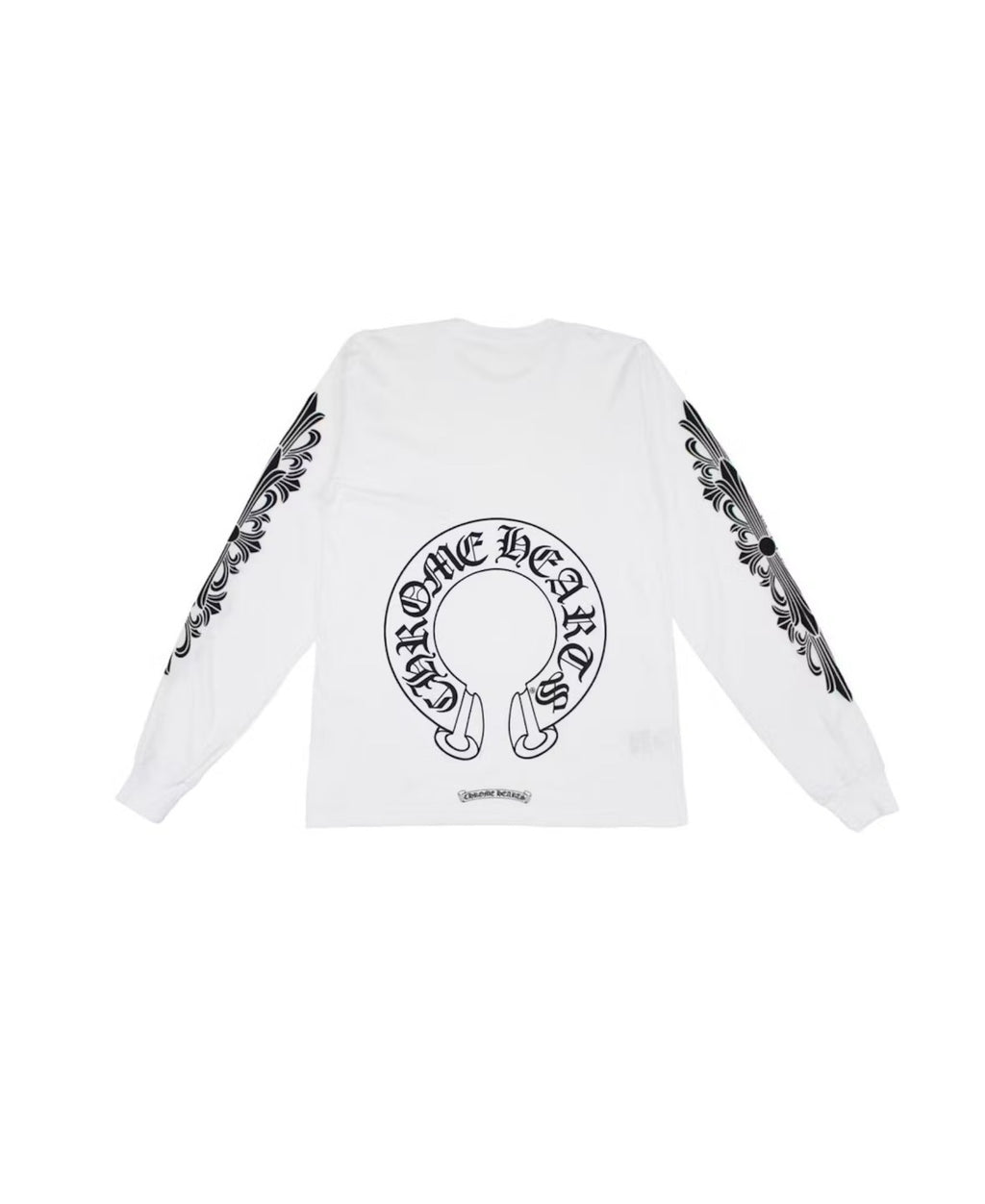 CHROME HEARTS FLORAL HORSESHOE LONG SLEEVE T SHIRT WHITE