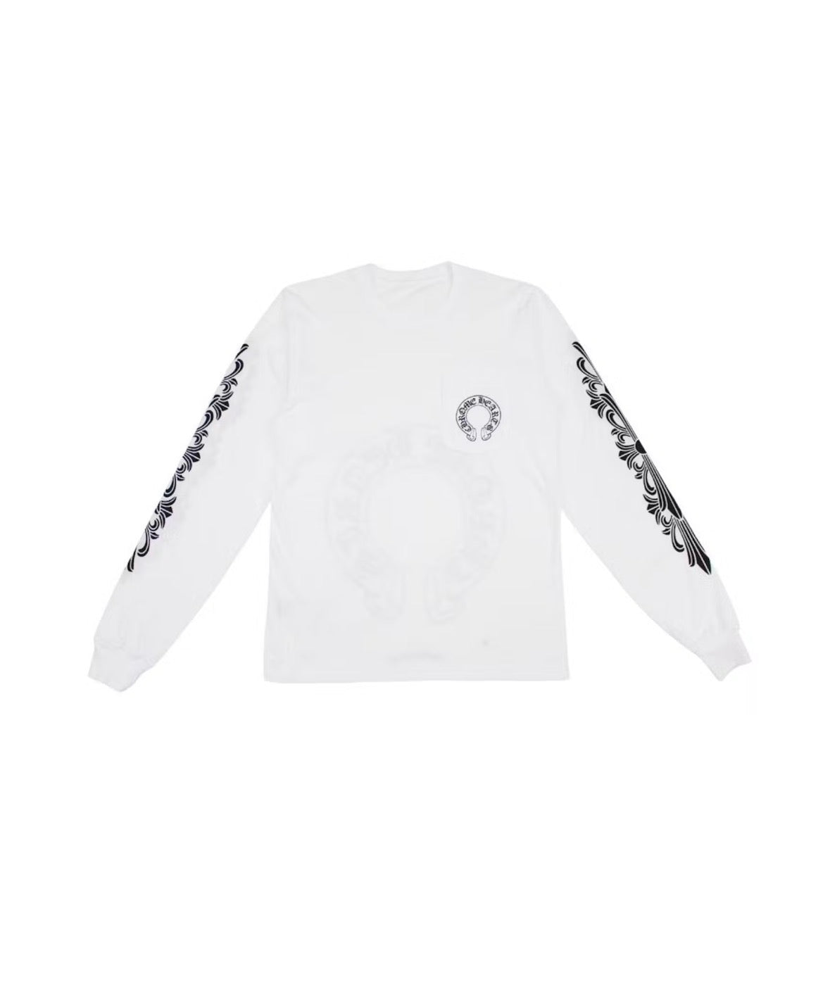 CHROME HEARTS FLORAL HORSESHOE LONG SLEEVE T SHIRT WHITE