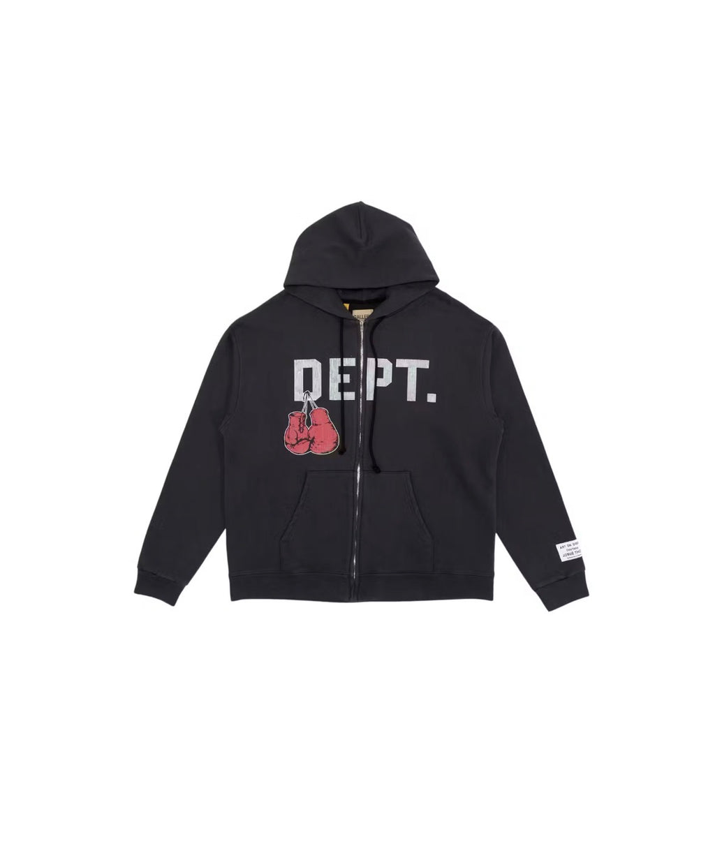 GALLERY DEPT BOXING MERCH ZIP HOODIE VINTAGE BLACK