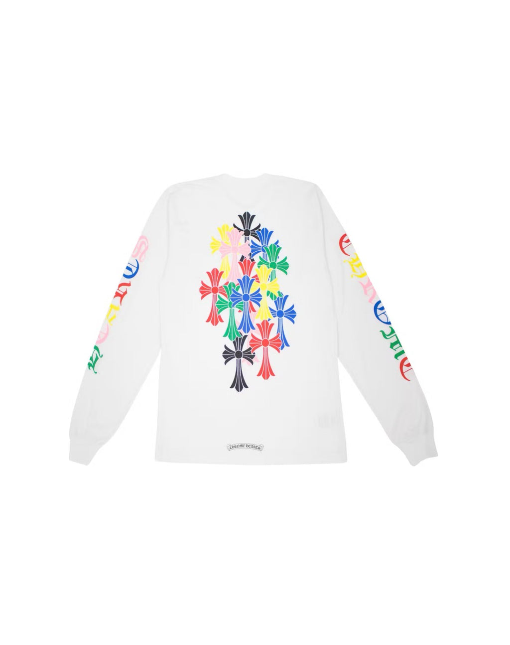 CHROME HEARTS MULTI COLOR CROSS CEMETERY LONG SLEEVE T SHIRT WHITE